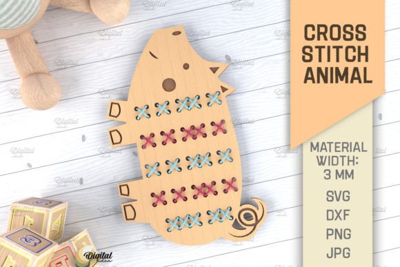 Cross Stitch Animals Laser Cut. Pig SVG