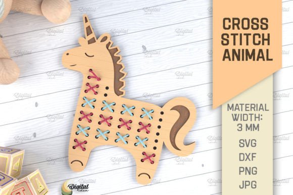 Cross Stitch Animals. Laser Cut Unicorn