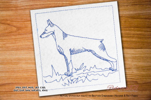 Doberman Dog Embroidery Design