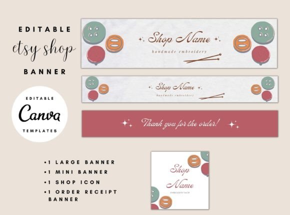 Embroidery Shop Etsy Banner Templates