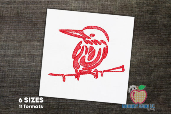 Kingfisher Bird on Branch Embroidery