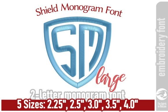 Shield Monogram Embroidery Font - Large