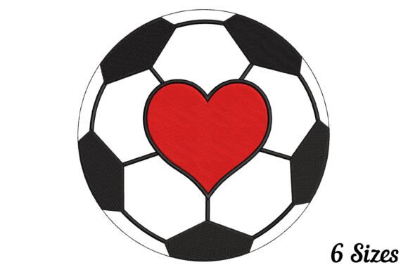 Soccer Football Heart Embroidery